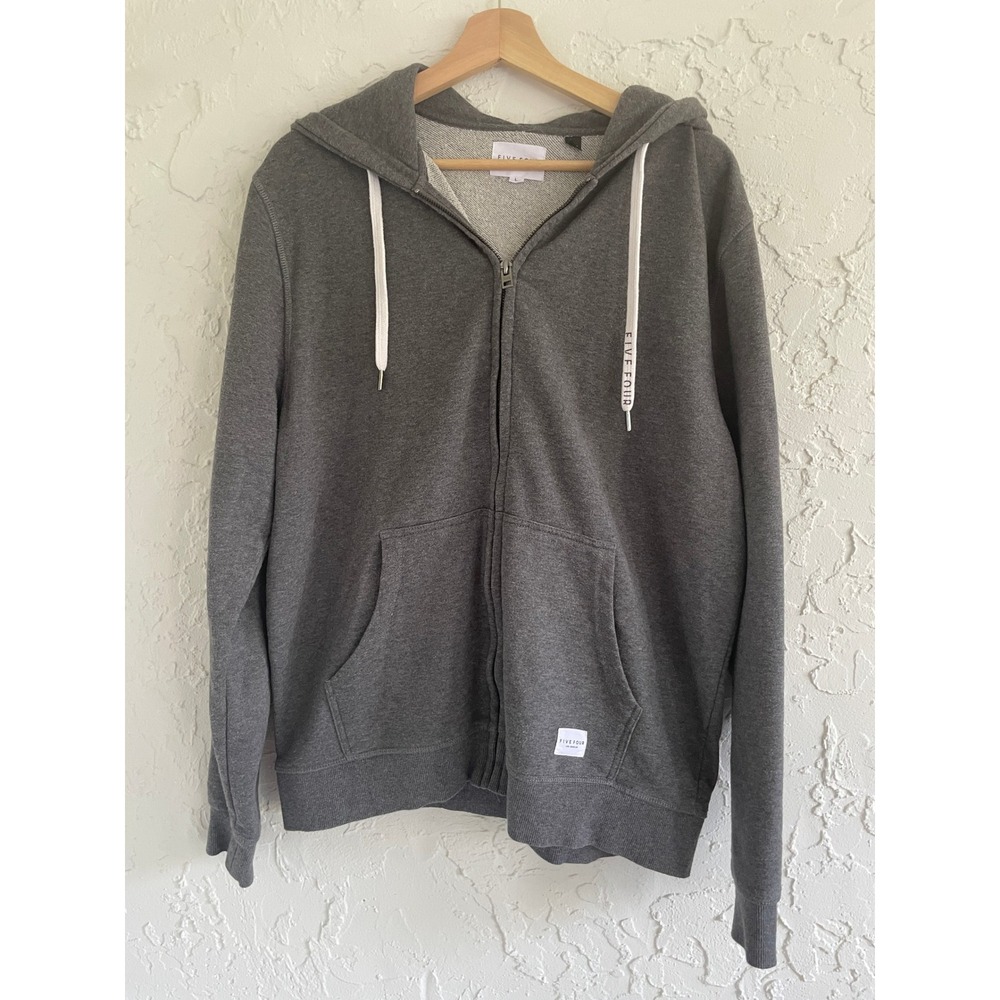 Five Four Los Angeles Mens Full Zip Hoodie Charcoal Gray L